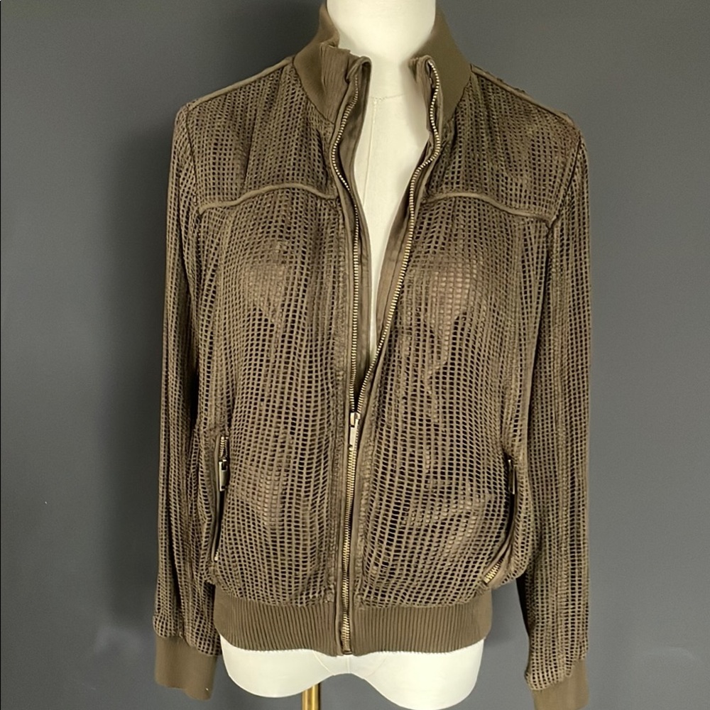 khahi army green Mesh bomber Jacket